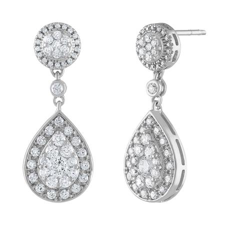 White gold and Diamond Drop Earrings