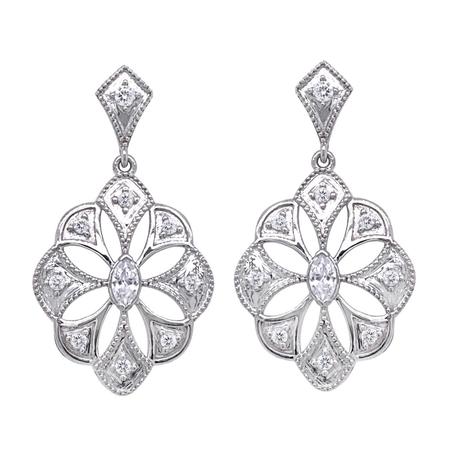 White gold and Diamond Drop Earrings