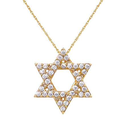 White Gold Star of David Pendant